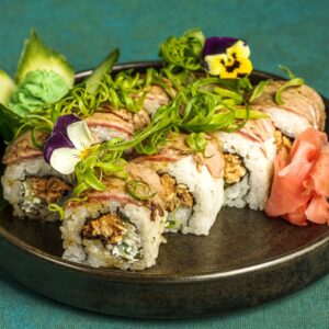 SALMON TERIYAKI AND BEEF ROLL