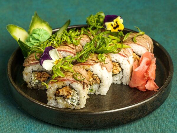 SALMON TERIYAKI AND BEEF ROLL